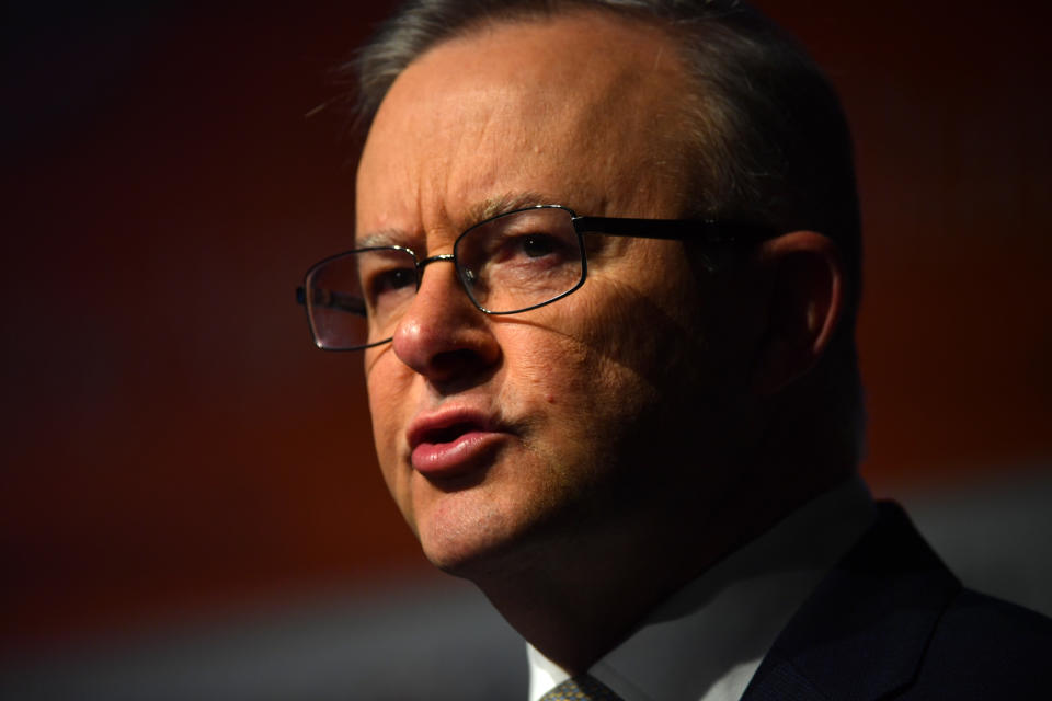 Leader of the Opposition Anthony Albanese speaks at the Committee for the Economic Development of Australia (CEDA) State of the Nation Conference at Parliament House, in Canberra, Thursday, June 24, 2021. (AAP Image/Mick Tsikas) 