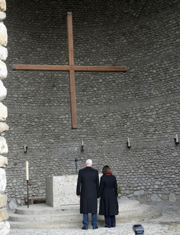 US Vice President Mike Pence and his wife Karen visited the Dachau memorial site on February 19, 2017