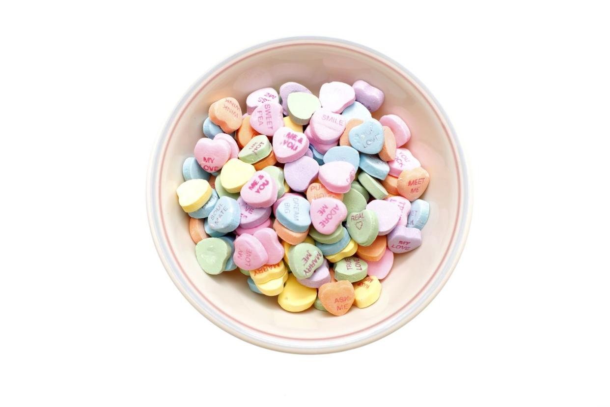 bowl of valentine candy