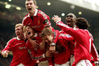 <p>Trailing to fierce rivals Liverpool in the FA Cup, the treble looked over for United until Solskjaer, who arrived with nine minutes remaining, scored a dramatic winner after Dwight Yorke’s 88th-minute equaliser. (Press Association) </p>