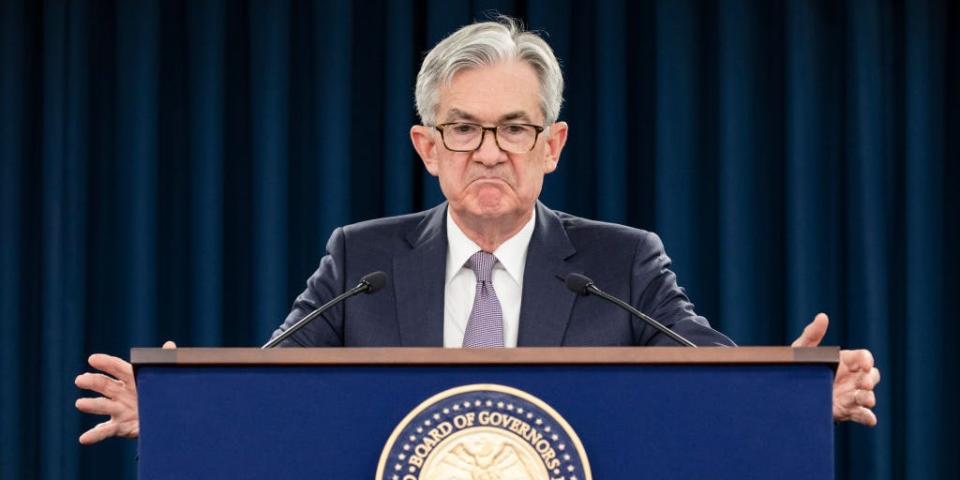 Federal Reserve Board Chairman Jerome Powell speaks during a news conference after a Federal Open Market Committee meeting