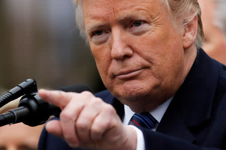 FILE PHOTO: U.S. President Donald Trump speaks to reporters in the Rose Garden after the president met with U.S. Congressional leaders about the government shutdown and border security at the White House in Washington, U.S., January 4, 2019. REUTERS/Jim Young/File Photo