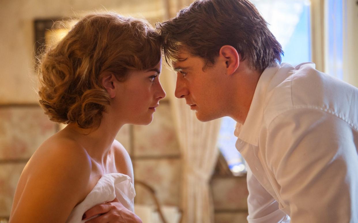 Stefanie Martini and Max Irons in Agatha Christie's Crooked House - Channel 5