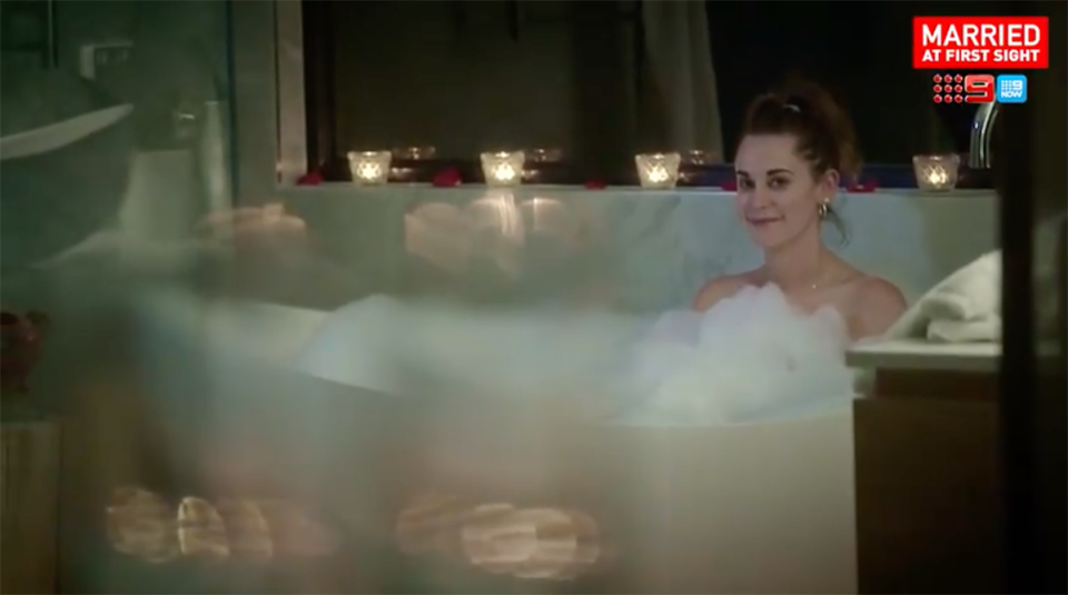 MAFS' Holly Greenstein in the bath.