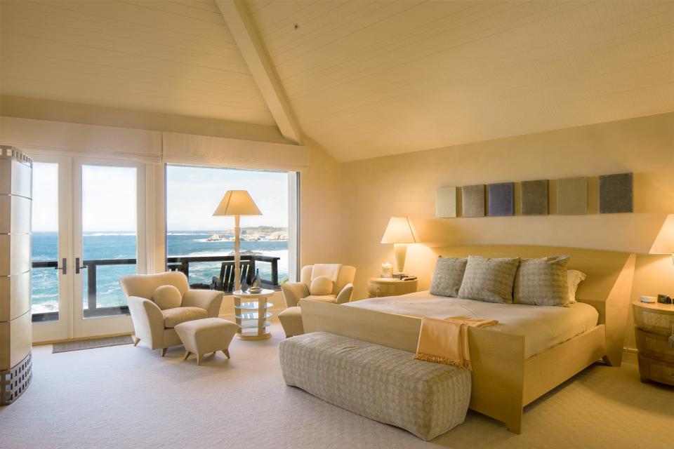 The master bedroom inside the Lodge at Spindrift.