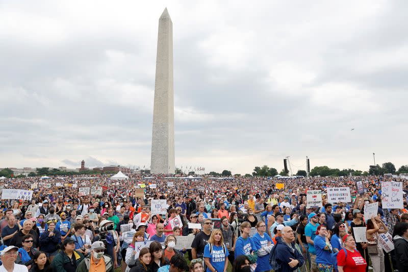 People participate in the March for Our Lives, rally against gun violence, in Washinton