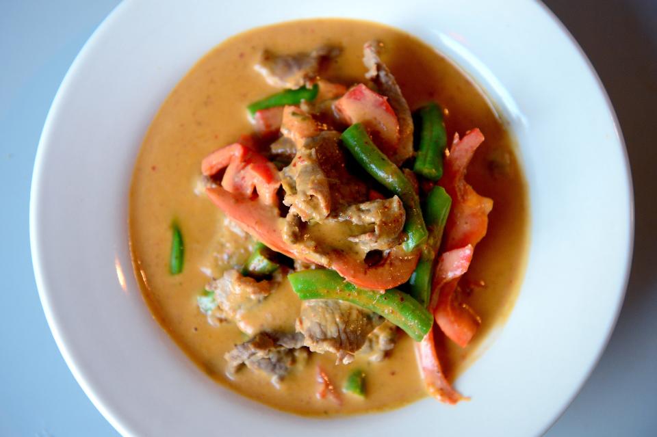 One of the curries available at Little Bee Thai is the Panang, shown here with beef. 