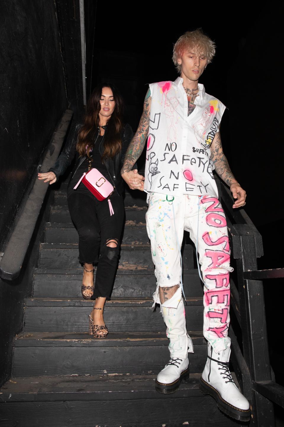 Machine Gun Kelly and Megan Fox are spotted heading to the Roxy Theater together on Sept. 25, 2020. - Credit: iamKevinWong.com / MEGA