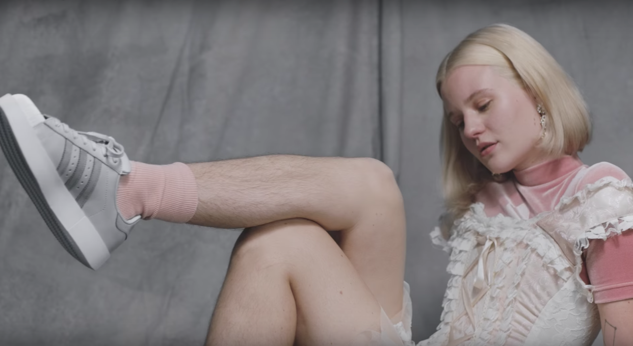 Swedish model Arvida Byström was faced with rape threats after showing off her leg hair in an Adidas campaign [Photo: YouTube/adidas Originals]