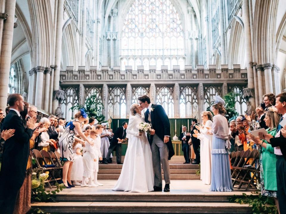 Ellie Goulding and Caspar Goulding on their wedding day (PA)