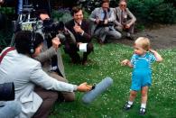 <p>Prince William demonstrated his impressive skills at handling the press at just 2 years old. The Prince ate up the attention of reporters, who were there to document his second birthday. </p>