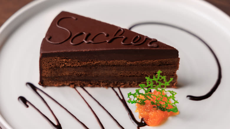 sacher torte with pink goo