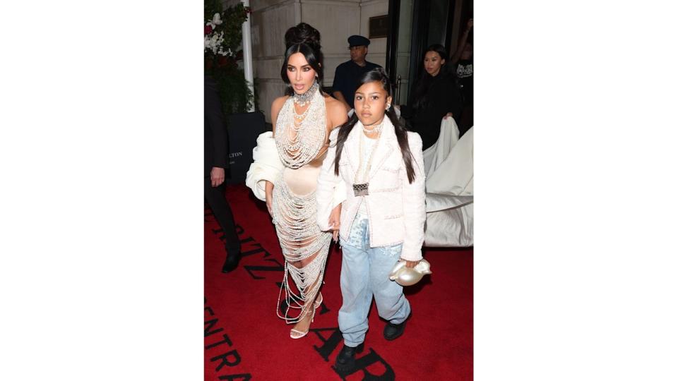 Kim Kardashian and North West are seen leaving the Ritz Hotel on May 01, 2023 in New York City. 