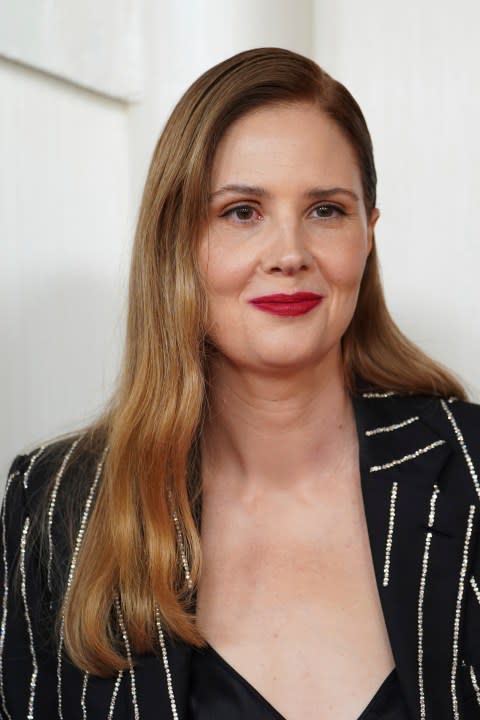 Justine Triet arrives at the Oscars on Sunday, March 10, 2024, at the Dolby Theatre in Los Angeles. (Photo by Jordan Strauss/Invision/AP)