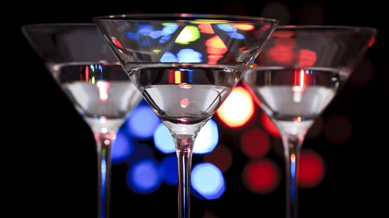 Three martinis with colorful bokeh