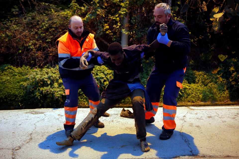 Migrants at the border in Spain’s North African enclave of Ceuta