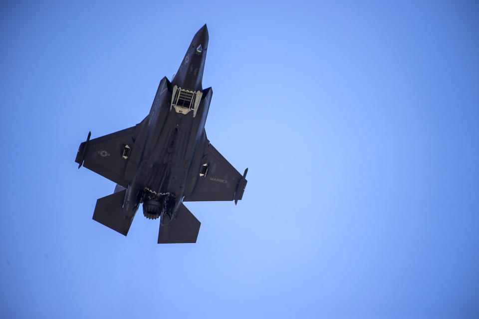 Image: A F-35 fighter plane flies over the White House in Washington in 2019. (Eric Baradat / AFP via Getty Images file)