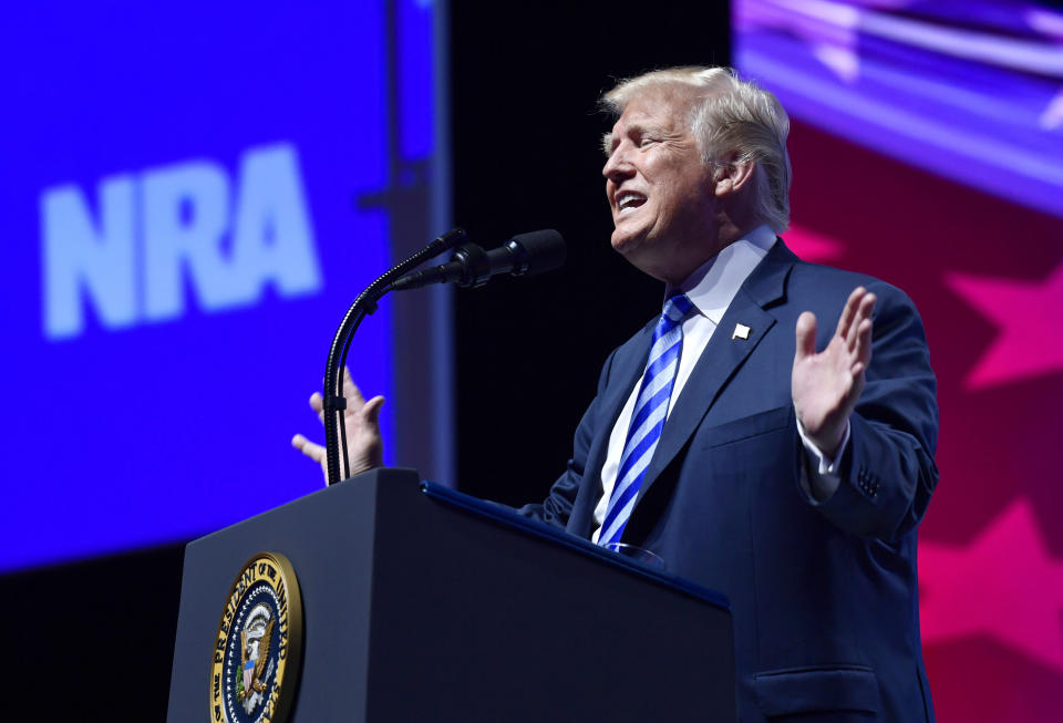 President Trump speaks at the National Rifle Association's annual convention in Dallas, May 4, 2018. (Photo: Susan Walsh/AP)