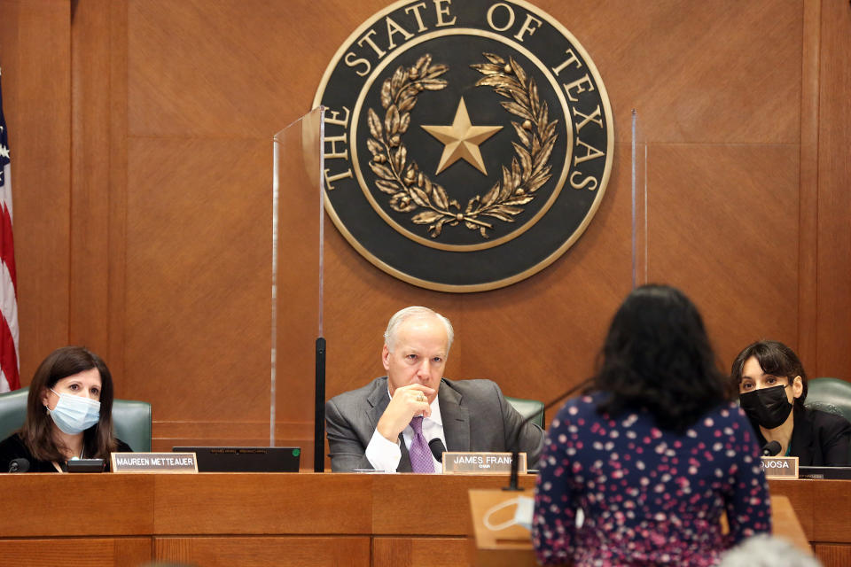 Image: Texas House Human Services committee listens to the statement by Dr. Natalie Kissoon, a child abuse pediatrician, during a hearing in Austin on March 30, 2021. (Elizabeth Conley / Houston Chronicle)