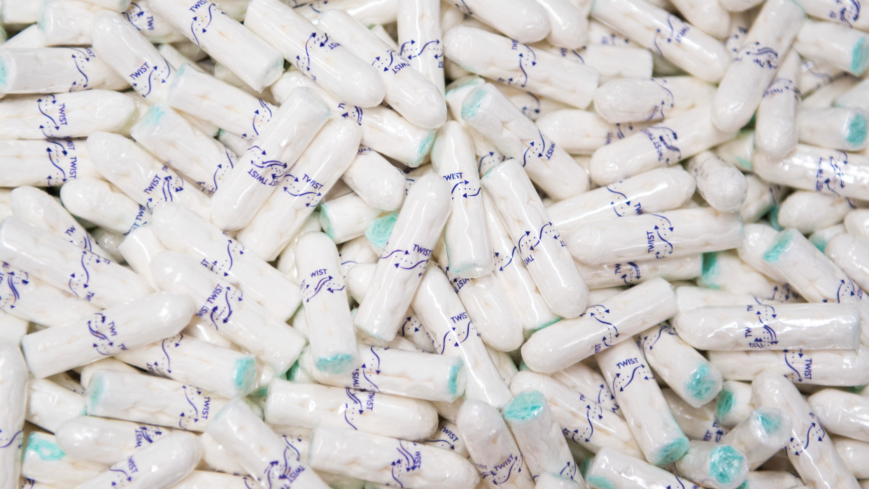 A huge collection of unused tampons.