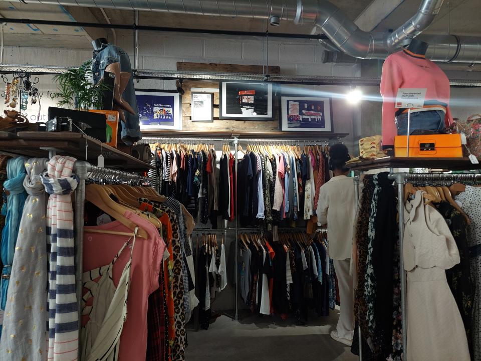 Clothing displayed in a Shelter Boutique store in Peckham.