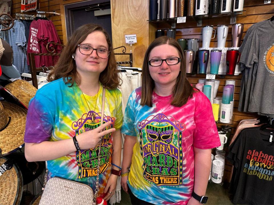 matt's family members in tie dye mardi gras shirts