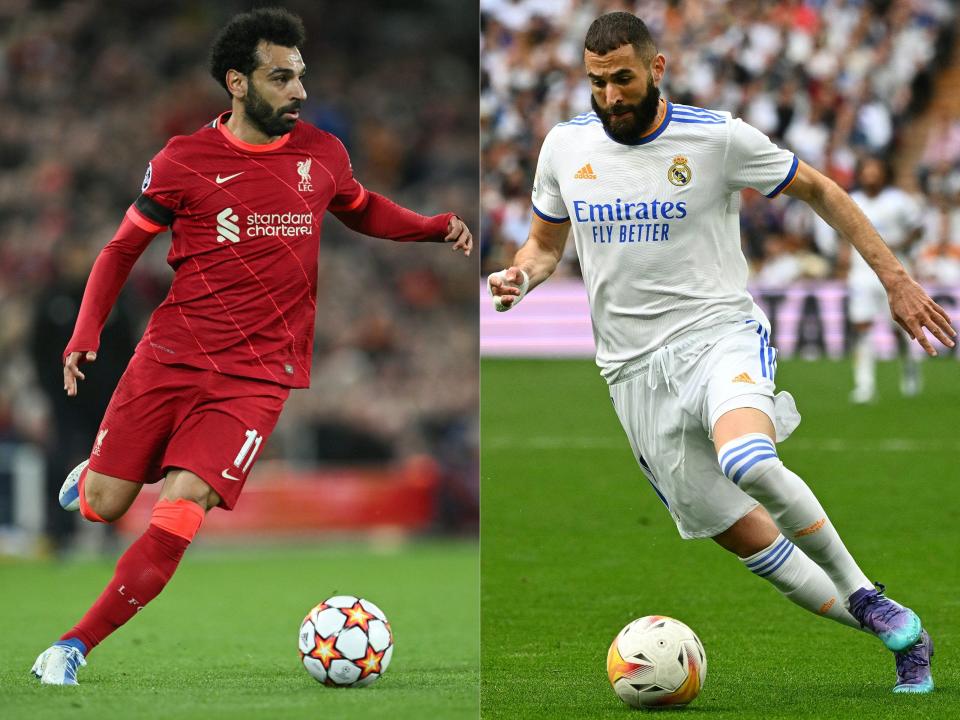 Liverpool's Mohamed Salah and Real Madrid's Karim Benzema will look to provide the goal-scoring in the 2022 UEFA Champions League final at Stade de France in Paris.