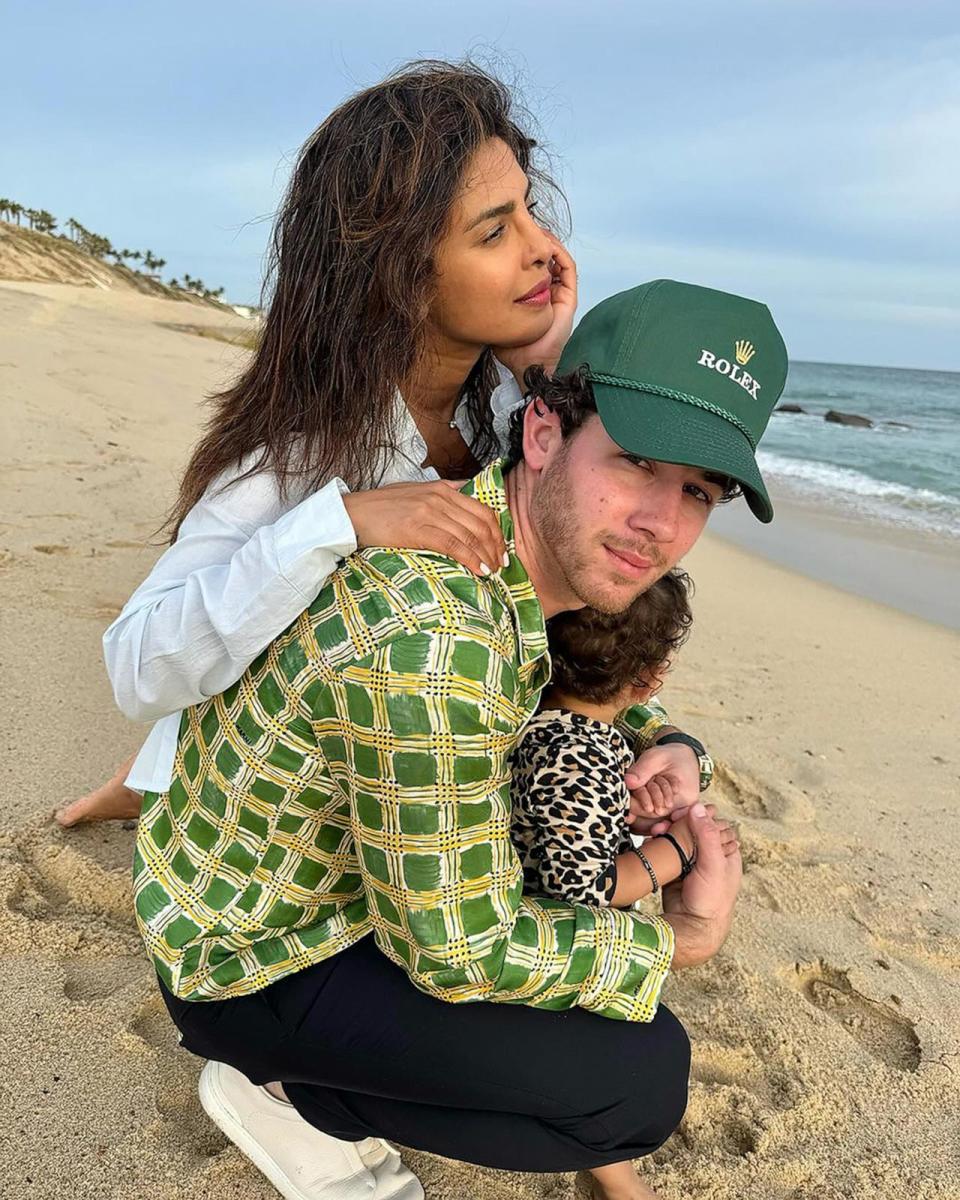 Priyanka Chopra, Nick Jonas and their daughter Malti in a photo shared to Chopra's Instagram on Jan. 6, 2024. (Priyanka Chopra/Instagram)