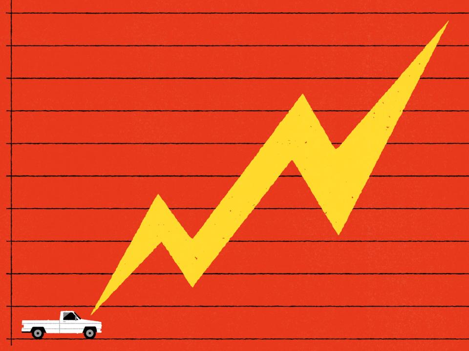 A lightning bolt as an upward trend line