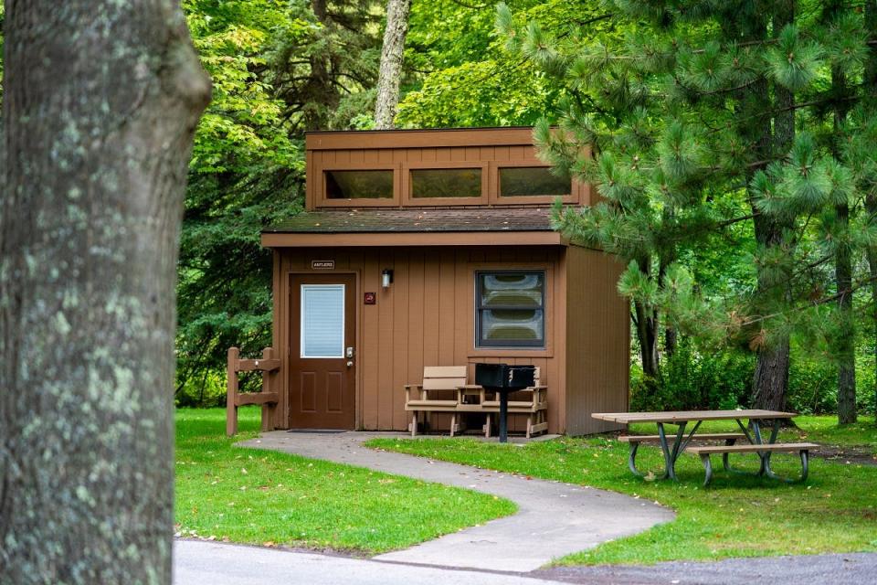 Cabin at Baraga State Park in summer 2023.

Photos taken by Tyler Leipprandt in cooperation with the MI DNR. Credit goes to Tyler Leiprandt and Michigan Sky Media LLC.