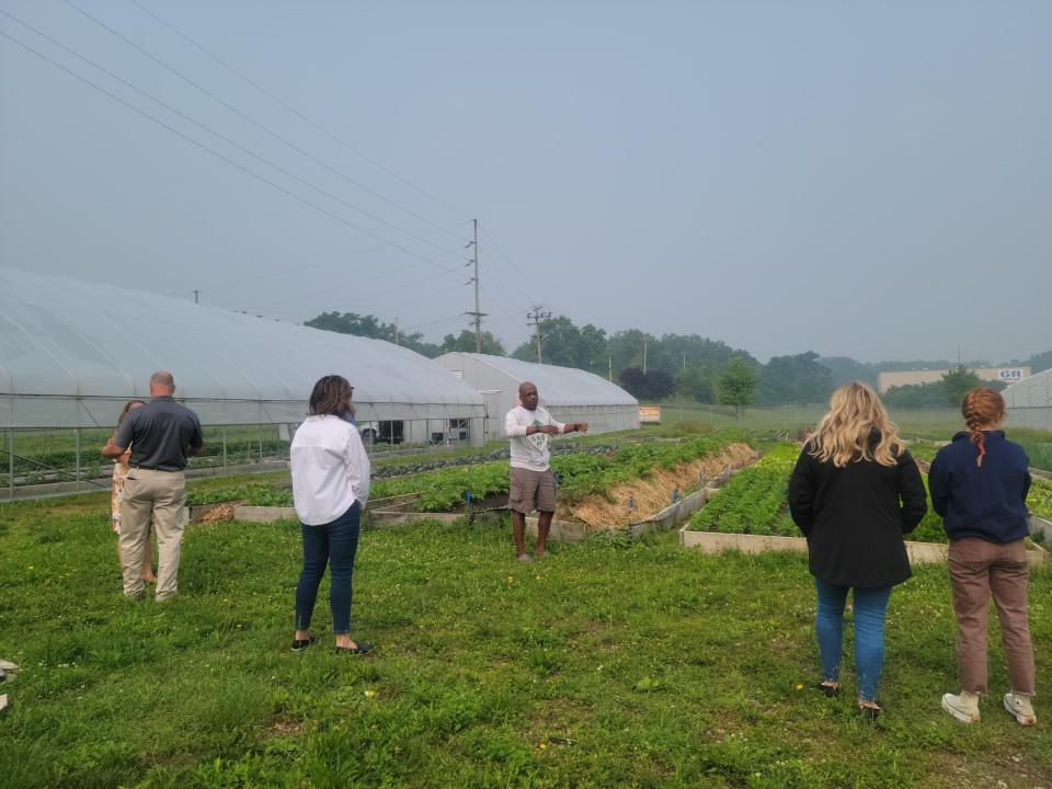 North End Community Improvement Collaborative (NECIC) recently hosted Ohio Department of Agriculture Director Brian Baldridge and other state officials for a tour of NECIC sites, including its urban farm.