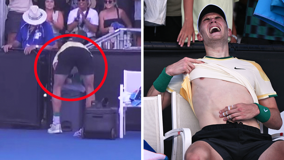 Jack Draper vomiting after his Australian Open match.