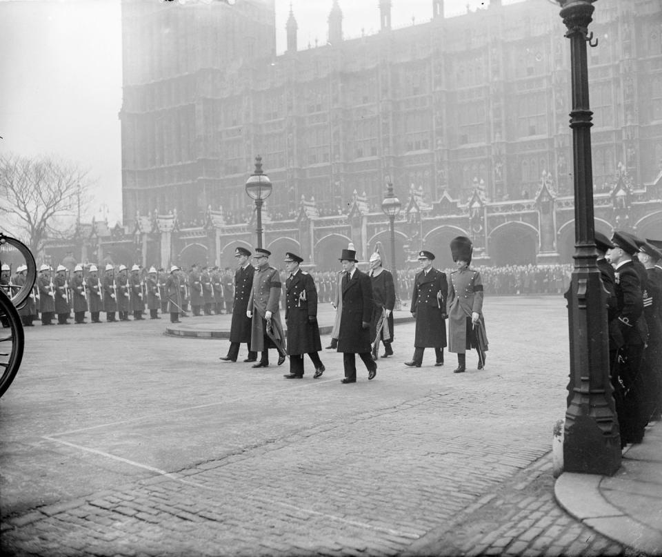 <p>At the funeral of his uncle, King George VI, a 16-year-old Duke of Kent walked behind the coffin in the funeral procession, alongside Prince Philip (the Duke of Edinburgh), Prince Henry (the Duke of Gloucester), and former King Edward VIII (the Duke of Windsor).</p>