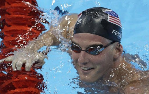 U.S. swimmer James Feigen smiles during a swimming training session prior to the 2016 Summer Olympics in Rio de Janeiro, Brazil.