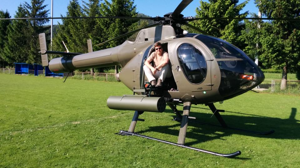 Solon Luigi Colani in enhanced MD 500 helicopter seen in "Renegades"
