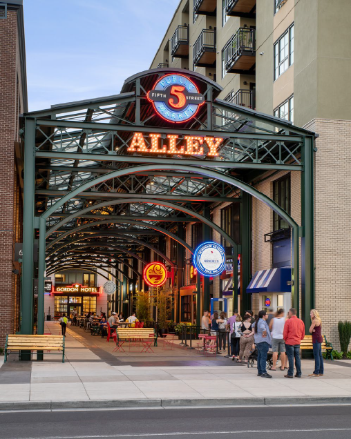 This image of the Alley that's part of the Fifth Street Public Market in Eugene, Oregon, is included in a Paradym Studio development plan for the Fountains at Gateway in Murfreesboro. The Fountains project will be called, "The District," and it will be for arts and crafts vendors to set up at 300-to-400-square foot commercial shops in an open-air covered patio area between the planned hotel and another planned residential-commercial building, developer Scott Graby says.