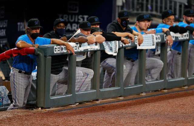 Four members of the New York Yankees baseball team pose in a dugout,  News Photo - Getty Images