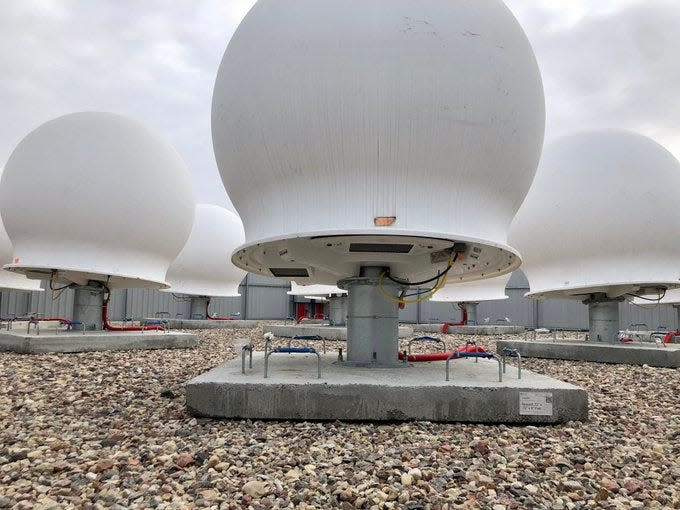 This photo shows a Starlink ground station operating in Lithuania. SpaceX has chosen Adelanto for a ground facility site to support the company’s next-generation of satellites.