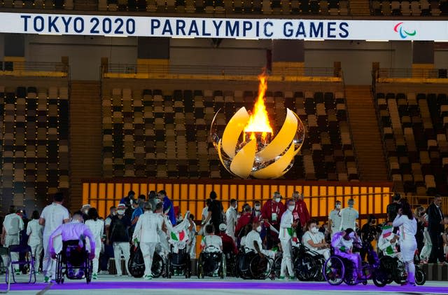 A view of the Paralympic cauldron at Tokyo's opening ceremony