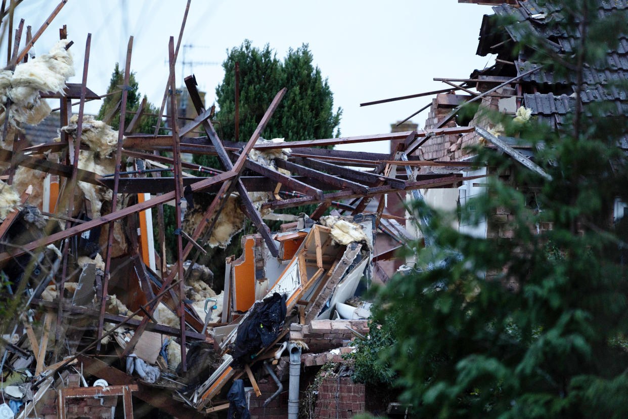 A police cordon is in place at a gas explosion at a house in Evesham, Worcestershire. (SWNS)