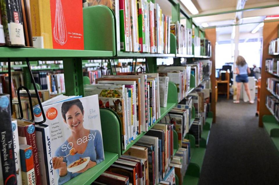 Books and other resources are available at the Fresno County Library’s Gillis branch located near Fruit and Dakota avenues, shown Monday, Aug. 14, 2023 in Fresno. The Gillis branch was originally located along Olive Avenue in the Tower District.