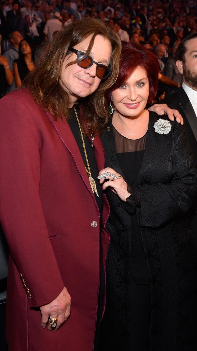 Ozzy Osbourne, 73, supported by wife Sharon, 69, in performance at