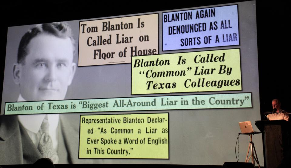 Congressman Robert Blanton, who represented the Abilene area in the 1920s and 1930s, was called a liar in various ways but was re-elected until 1936. May 3 2022