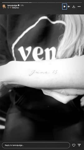 <p>Tamra Judge/Instagram</p> Tamra Judge has a new tattoo featuring her wedding date.