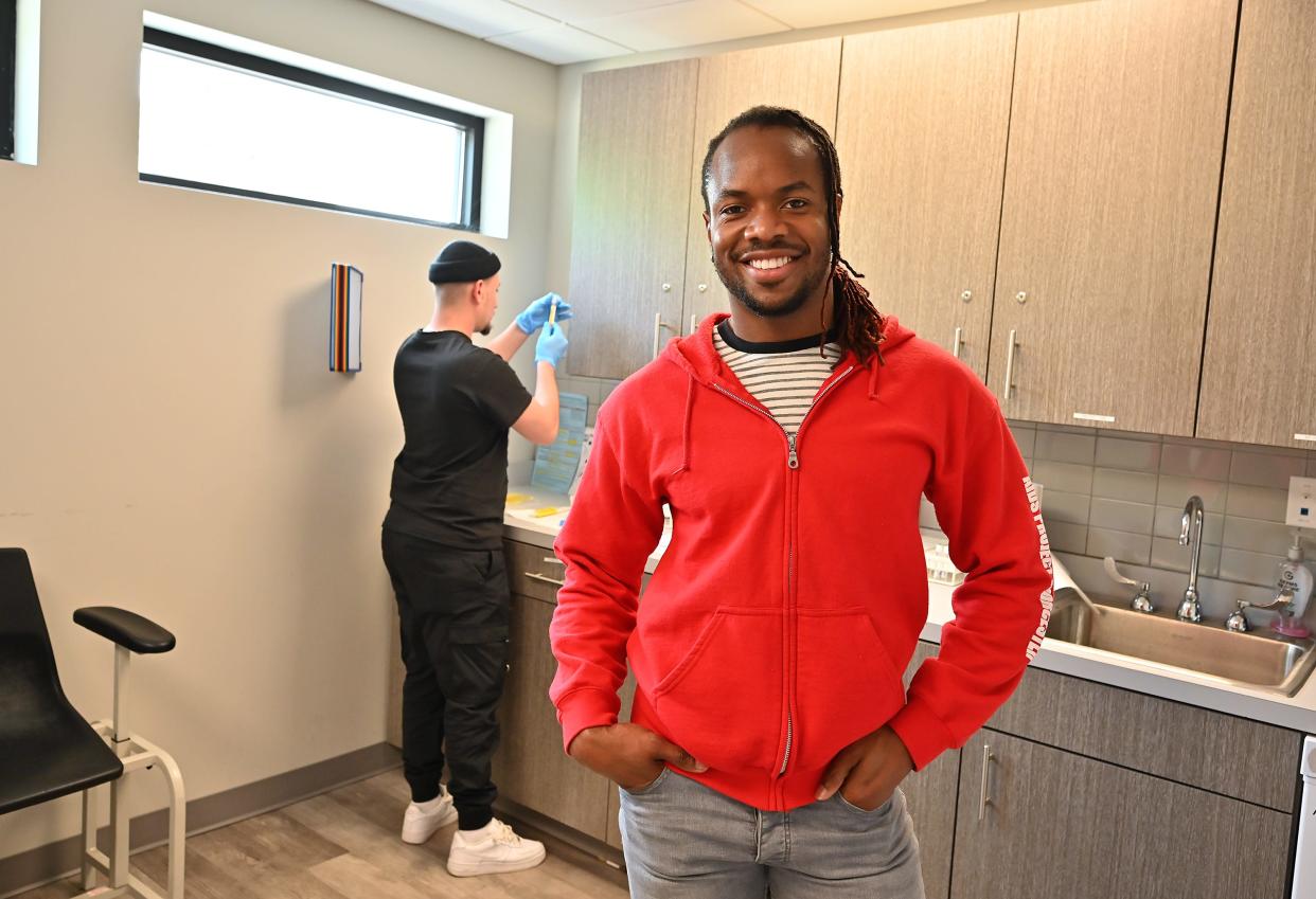 Lamar Brown-Noguera, a staffer at AIDS Project Worcester, the only Mpox (monkeypox) vaccination site in Worcester and Worcester County.