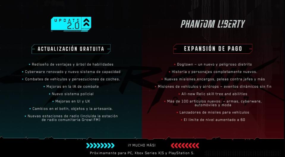 Update 2.0 y Phantom Liberty, el contenido que llegará a Cyberpunk 2077