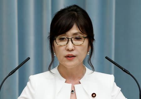 Japan's Defense Minister Tomomi Inada speaks at a news conference at Prime Minister Shinzo Abe's official residence in Tokyo, Japan, August 3, 2016. REUTERS/Kim Kyung-Hoon