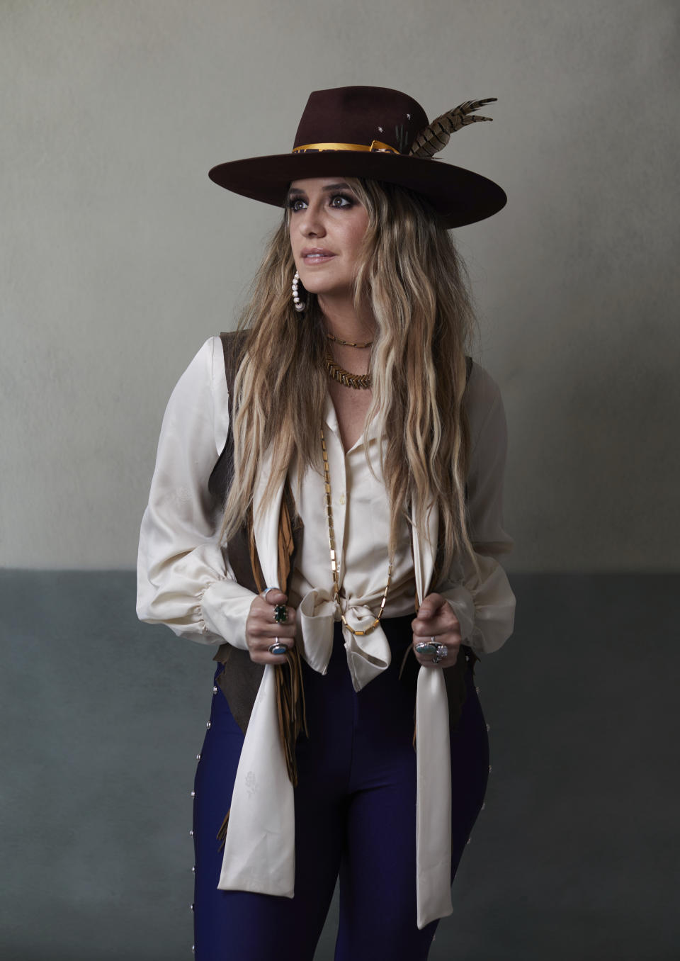 Country singer-songwriter Lainey Wilson poses for a portrait on Nov. 2, 2022, in New York to promote her album "Bell Bottom Country." (Photo by Matt Licari/Invision/AP)