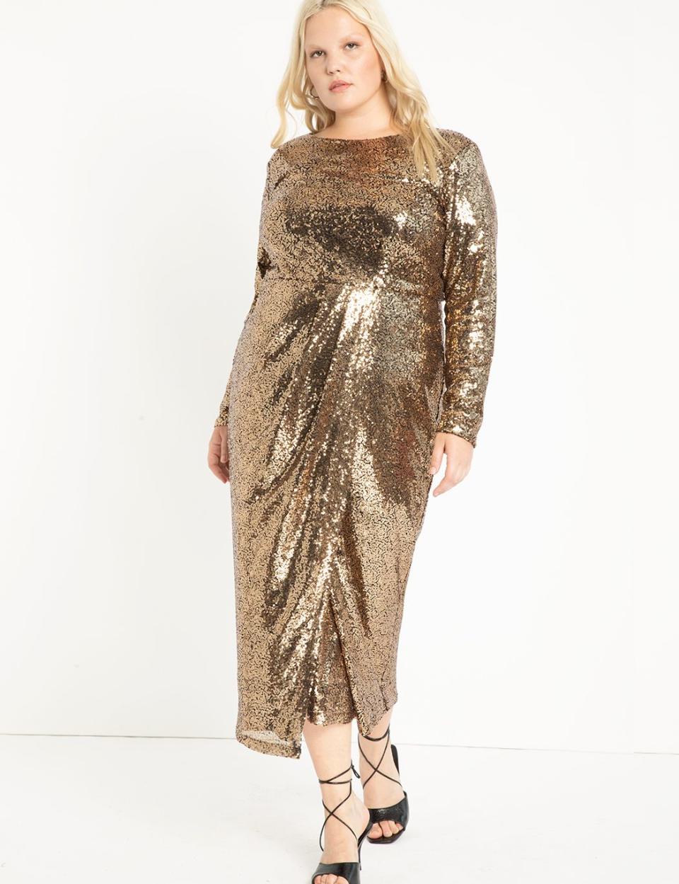 2) Sequin Maxi Dress with Wrap Skirt