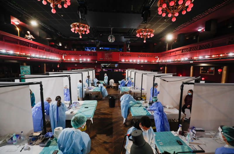 People get tested before the first massive concert since the beginning of COVID-19 pandemic in Barcelona